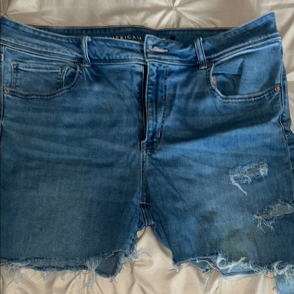 Distressed Blue Denim Shorts